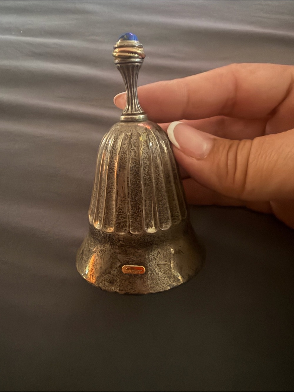 Vintage Cartier Sterling Silver 3.5 call bell with Lapis Luzuli blue top